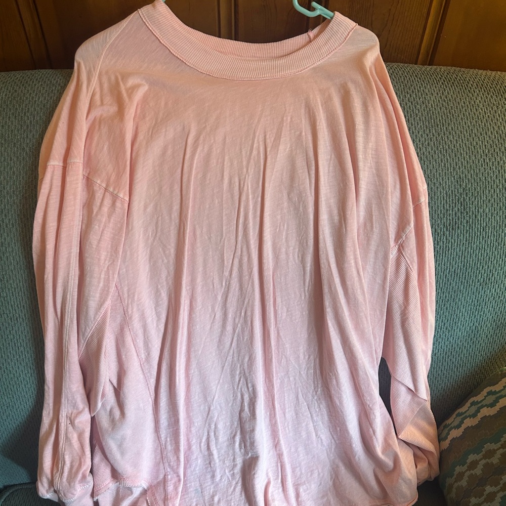 Aerie Soft Pink Ribbed Long Sleeve Top